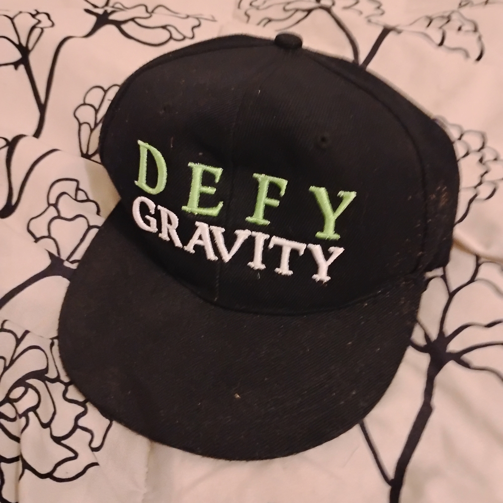 Black Cap with Green and White Embroidery